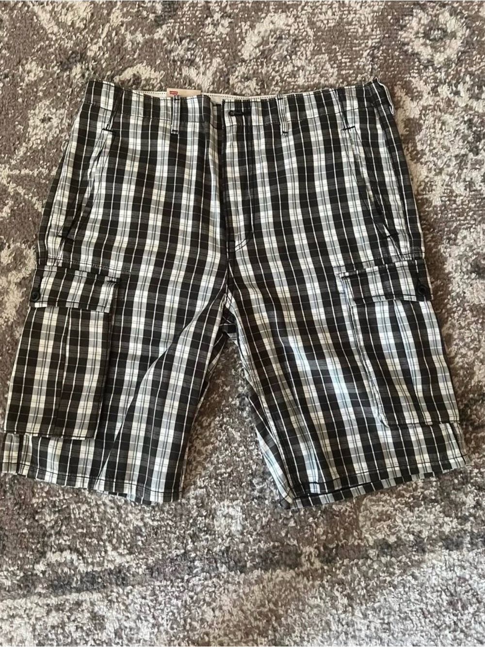 Levi's Men's Brown & White Plaid Cargo Shorts